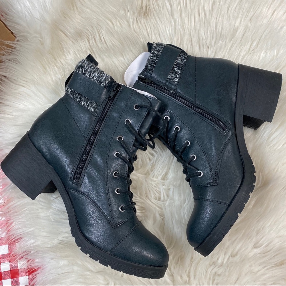 Sugar Black Ankle Boots with Gray Accents